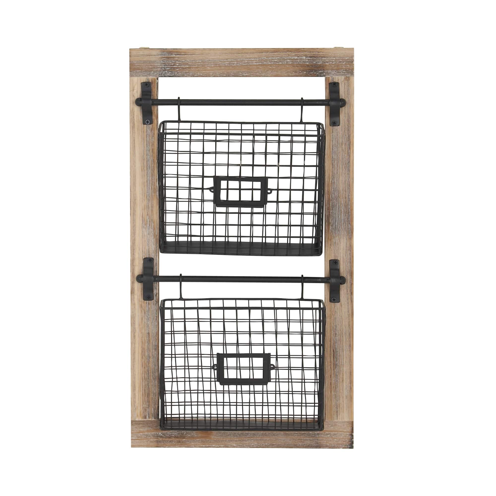 25" Black Metal Farmhouse Magazine Rack Holder